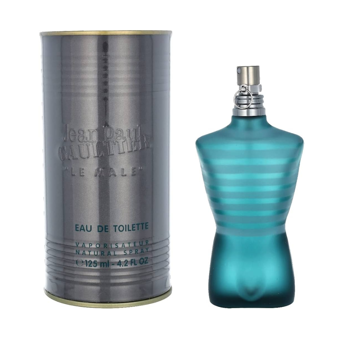 Jean Paul Gaultier perfume bottle and packaging on a white background