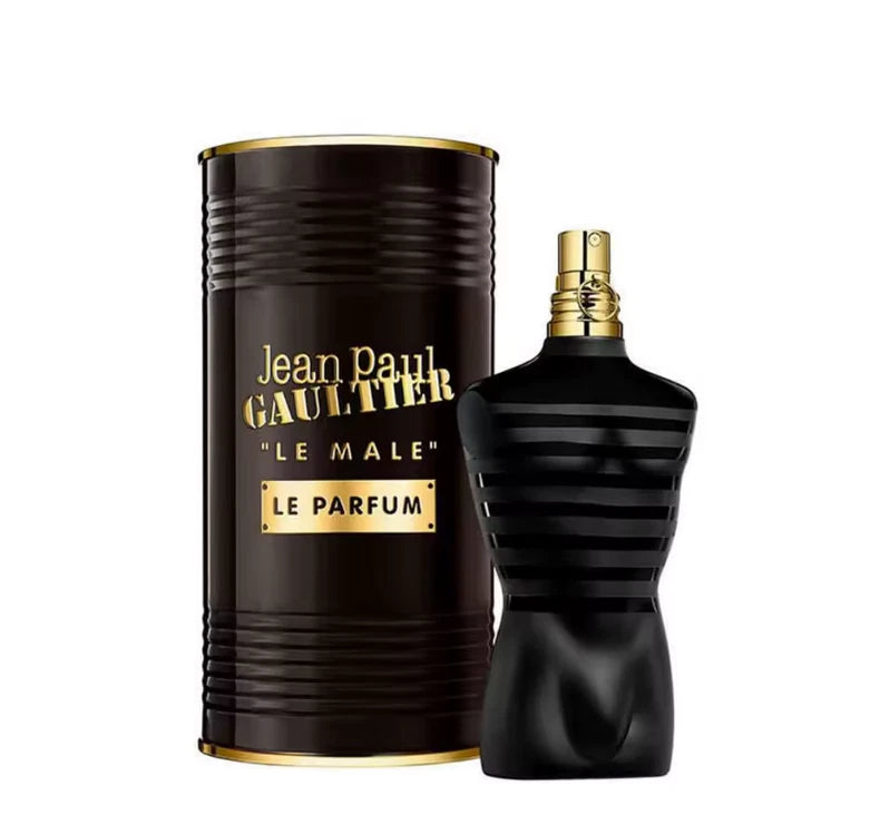 Jean Paul Gaultier Le Male perfume bottle and packaging on a white background