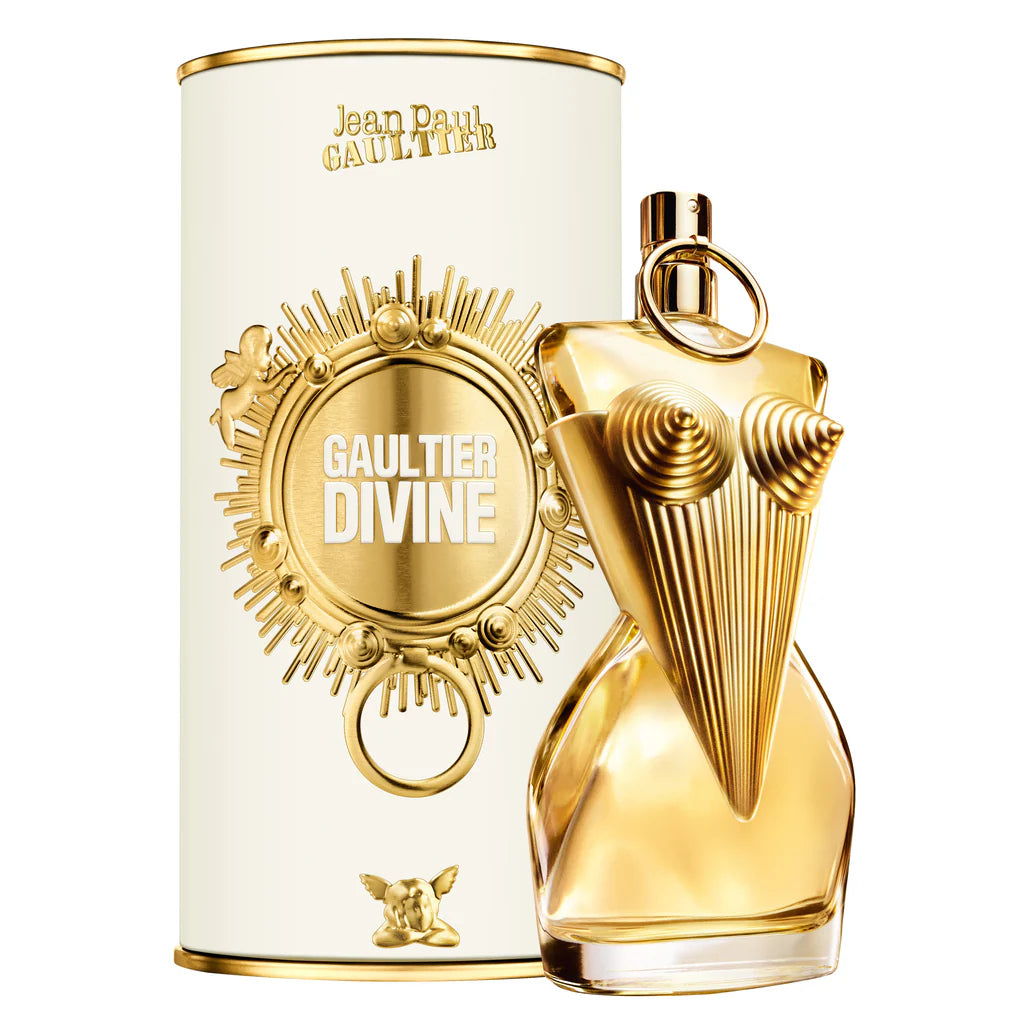 jean paul Gaultier Divine perfume bottle and packaging on a white background